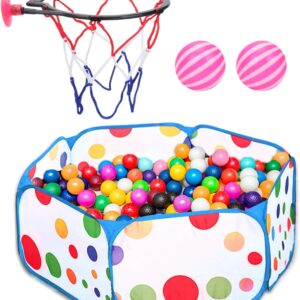 piscine à balles pliable pour enfants : idéale pour les jeux en plein air avec panier de basket pratique