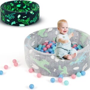 piscine à balles lumineuse pour enfants : espace de jeu rond avec 200 balles océaniques et design dinosaure, idéale pour la chambre